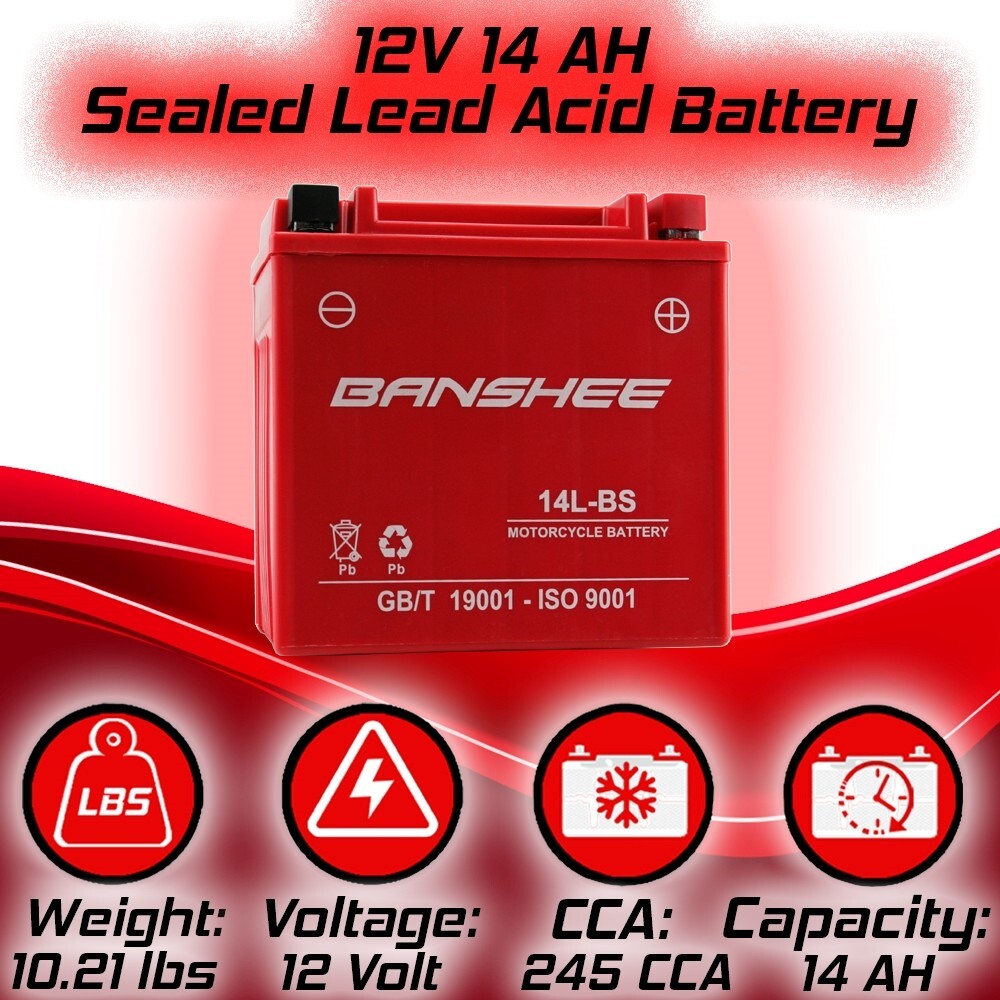 Banshee YTX14L-BS AGM Battery for Harley XL883L Sportster 883 Low 2005 ...