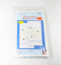 Jack Dempsey Stamped White Decorative Hand Towel Pair 17"X28" Bee Hive