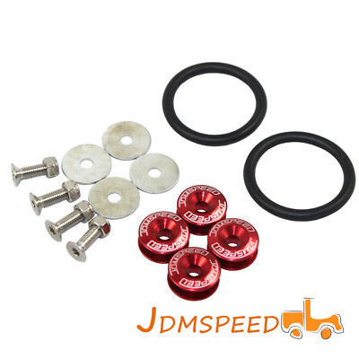 Jdmspeed Universal Red Cnc Billet Bumper Trunk Quick Release Fastener Kit