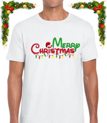 MERRY CHRISTMAS LIGHTS WEIHNACHTEN HERREN T-SHIRT LUSTIG XMAS FESTLICHES DESIGN TOP