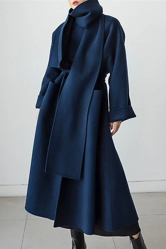 VETEMENTS Cappotti donna blu navy caldi invernali casual trendy outfit lunghi sopra il ginocchio