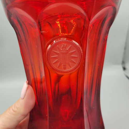 Fostoria Coin Glass Ruby Red Footed Urn W/ Clear Lid, retired, apothecary jar - Picture 4 of 9