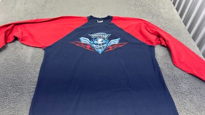 Vintage Eagle Eye Choppers Shirt Mens Medium Navy Blue Graphic Skull Flames Y2K