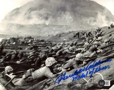 HERSHEL WILLIAMS SIGNED 8x10 PHOTO MEDAL OF HONOR IWO JIMA WWII MOH BECKETT BAS