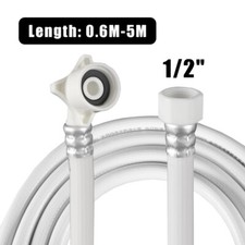 1/2" Washing Machine Water Inlet Hose PVC Extension Pipe Tube Connector 0.6M-5M
