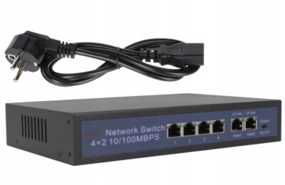 RTX-Switch 4 PoE-Ports bis zu 250 m + 2 Uplink-Ports