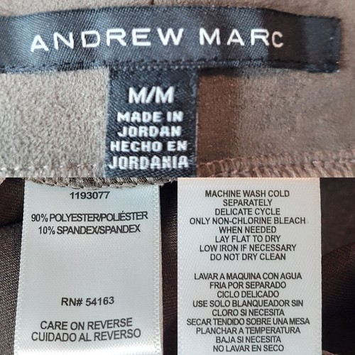 Andrew Marc Women's Faux Suede Leggings M Taupe Stretch Front Seam Flat Back - Picture 3 of 8