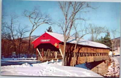 Jackson Covered Bridge Fall New Hampshire Vintage Chrome Postcard Unposted A42