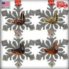 Pewter Dog Miniature Pinscher Snowflake Christmas Tree Ornament, Made in the USA