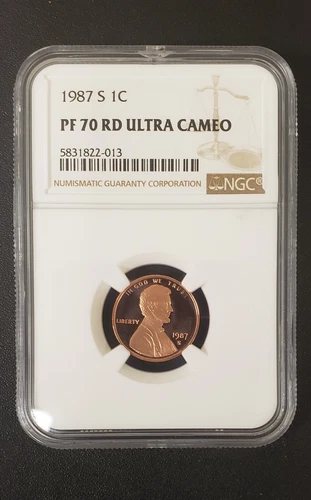1987-S Lincoln Cent NGC PF70 RD ULTRA CAMEO, TOP POP, Only 165 In This Grade