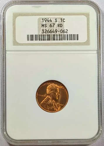 1944 S Lincoln Cent NGC MS-67 RD OLD HOLDER