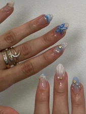 24pcs/box Reusable summer Color Handmade  Fake Nail Stickers