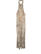Revolve Flynn Skye light blue brown florals halter maxi dress