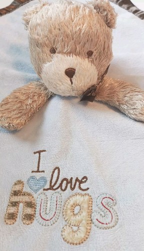 Carter's Child of Mine I Love Hugs Bear Rattle Baby Blanket Lovey Brown Trim - Picture 3 of 7