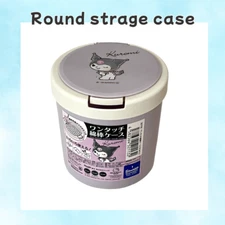 Sanrio KUROMI one touch round storage container case, DAISO, cotton swab case