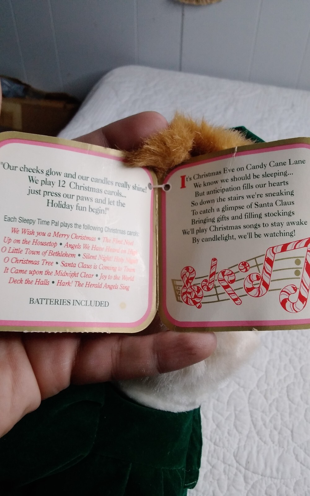 Vtg Candy Cane Lane Musical Light Up Christmas Bear Plush Sleepy Time Pals NEW eBay