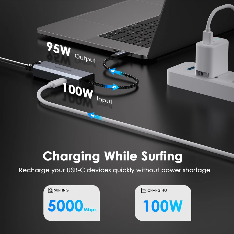 USB C to Ethernet Adapter 5Gbps USB 3.0 to Gigabit LAN Network Adapter 2500Mbps - image 2 of 4