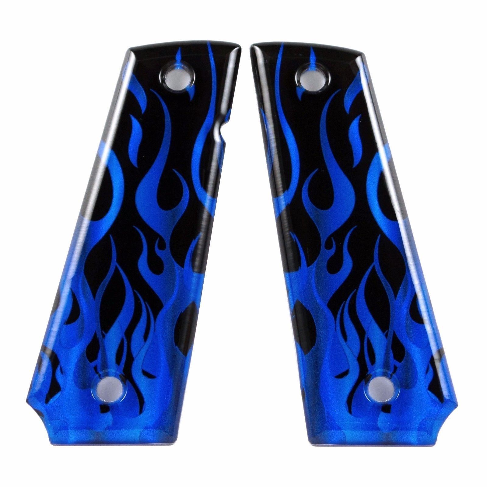 Custom 1911 Full Size Diamond Polish Ergonomic Acrylic Grips Snake Skin