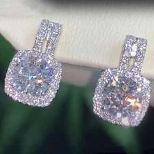 Fashion Cubic Zircon Silvery Filled Stud Earring Women Wedding Jewelry Gift