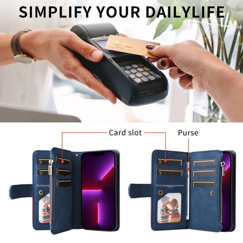 Flip Splice Leather Wallet Phone Case For iPhone 11 12 13 14 15 16 Pro Max XR XS - Picture 5 of 56