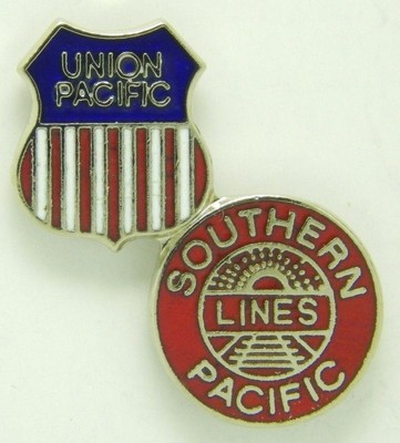 Railroad Hat Lapel Pin Tac Union Pacific Southern Pacific Merger Up 1667 New Ebay