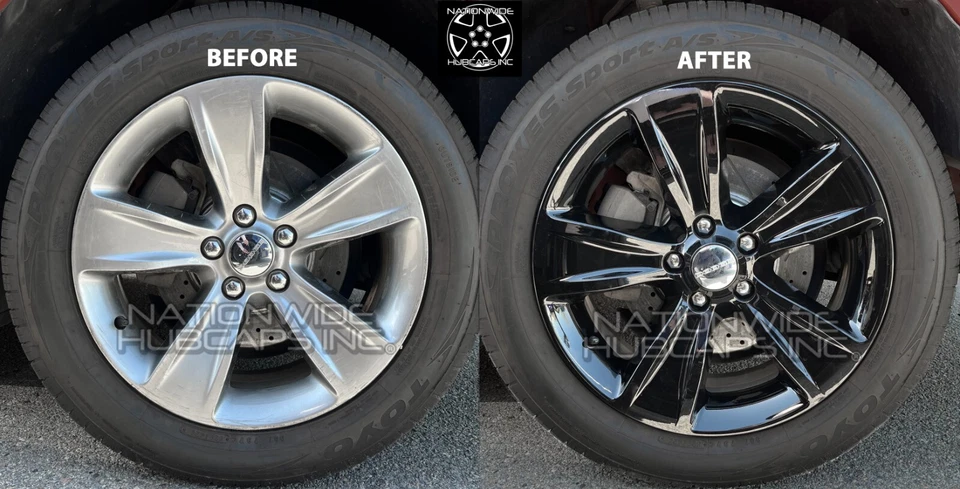 4 fits Charger Challenger 2015-2023 Black 18" Wheel Skins Hub Caps Rim Covers - Image 3 of 4