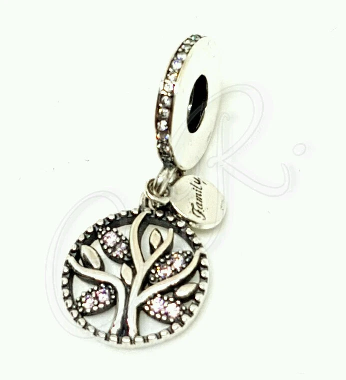 Damen Charm "Familien Stammbaum" 925er Silber, kleine Zirkonia und Purpur-Saphir - Bild 2 von 4