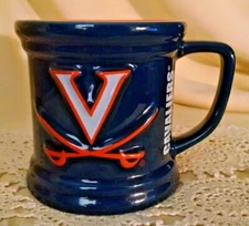 UNIVERSITY VIRGINIA MUG CAVALIERS 3D RELIEF BLUE ORANGE ENCORE GROUP COFFEE CUP.