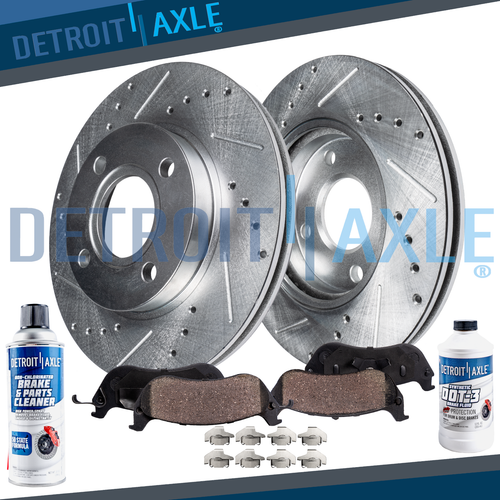 Front Drilled Slotted Brake Rotors + Ceramic Brake Pads Kit for Hyundai