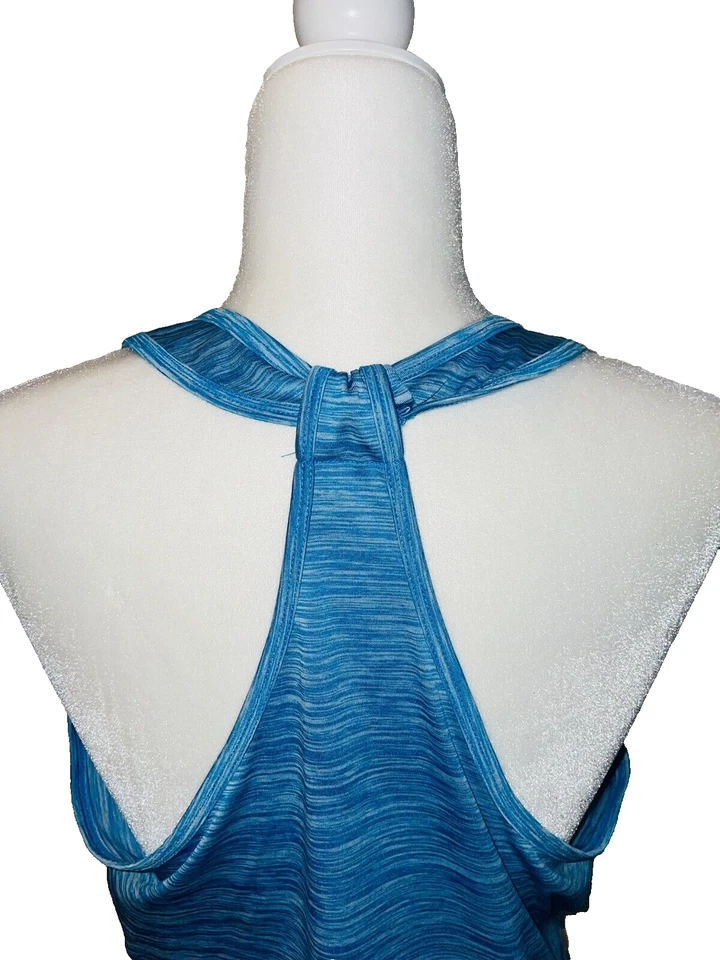 Camiseta sin mangas Bally Total Fitness atlética corredor espalda para mujer talla XL azul a rayas Foto 4 de 4