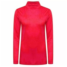 Womens Plain Turtle Polo Neck Top Long Sleeve Ladies Roll Neck Top Jumper 8-26