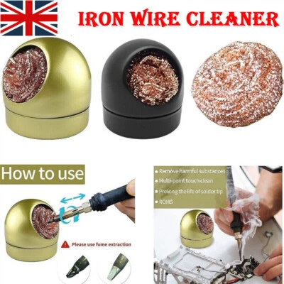 FIXTI Welding Soldering Solder Iron Tip Cleaner Cleaning Steel Wire With Stand UK