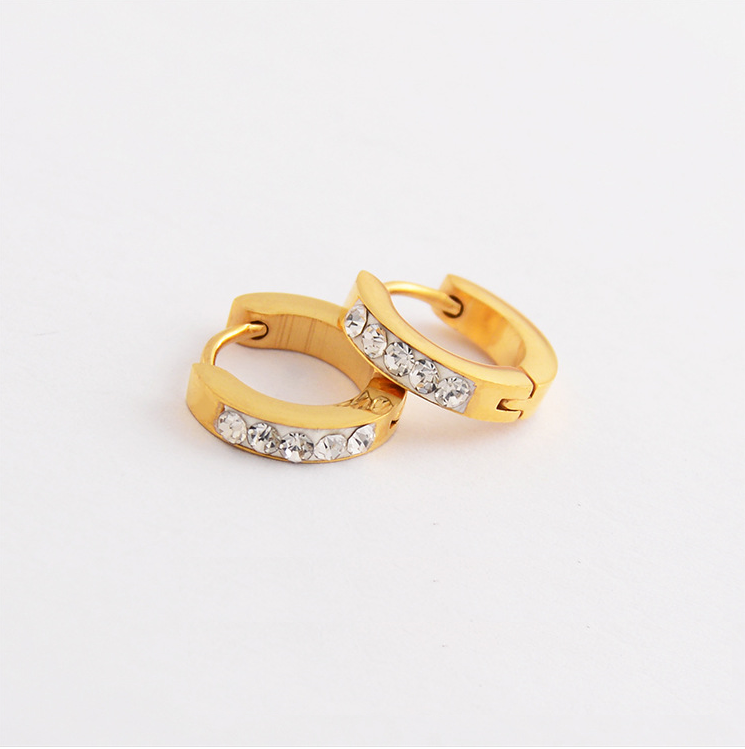 Cubic Zirconia Huggie Hoop Earrings In 14K Solid Gold - Foto 10