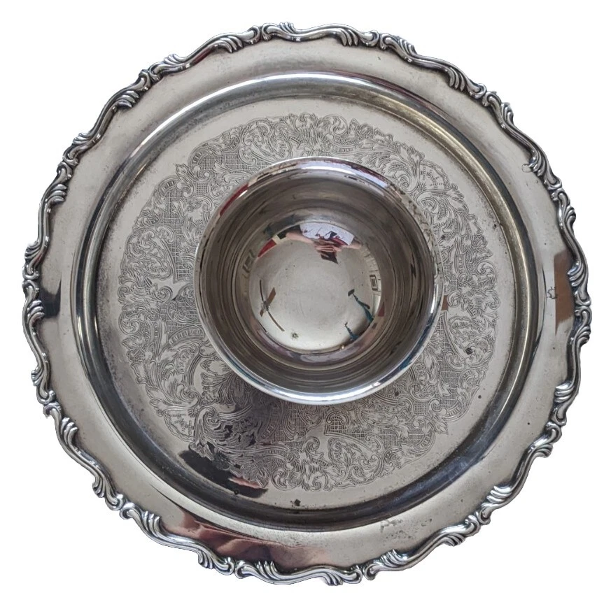 Vintage Oneida USA Silver Plated One Piece  Snack, Crudite & Dip Serving Plate - Image 2 of 4