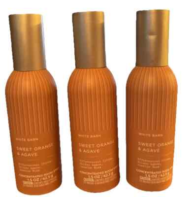 3X Bath & Body Works SWEET ORANGE & AGAVE Home Room Spray 1.5 oz White Barn