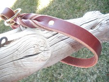 LEATHER SLIP COLLAR, 1" X 24", X-LARGE SOLID BRASS RINGS , HAND MADE IN USA