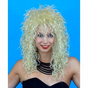 80s Rock Star Shaggy Crimped Blonde Wig Unisex Women S Fancy Dress