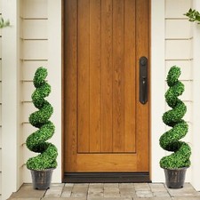 2PCS Artificial Boxwood Spiral Tree 120CM Faux Greenery Decorative Plant w/ Pot