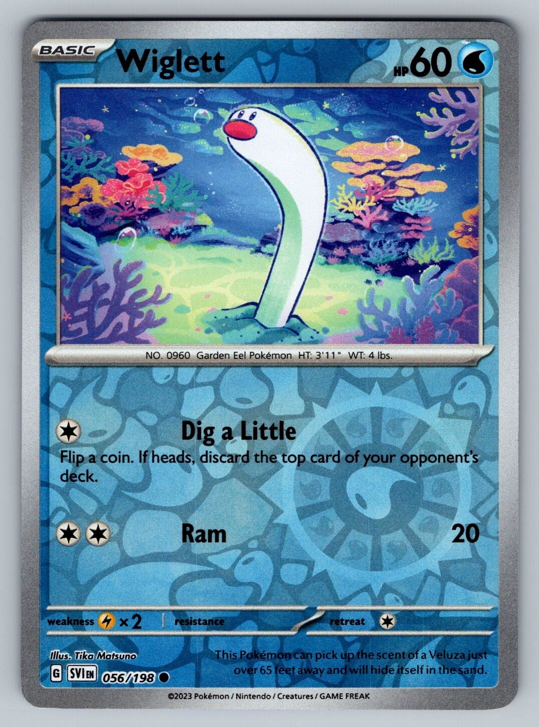 Wiglett Reverse Holo - 056/198 - Scarlet & Violet Base Pokemon 2023
