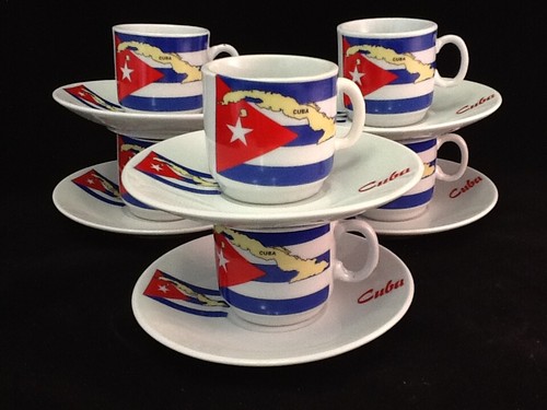 2oz Cuban Espresso coffee cup set 12 pc cup saucer Bandera Cubana Cafe Cuba e - Picture 3 of 7
