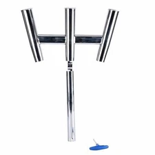 Triple Rod Holder 3 Tube Stainless Steel Trident Outrigger Stylish Rod Holder