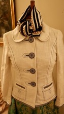 Philosophy Di Alberta Ferretti White Linen Jacket Navy Pinstripe Details It S 42