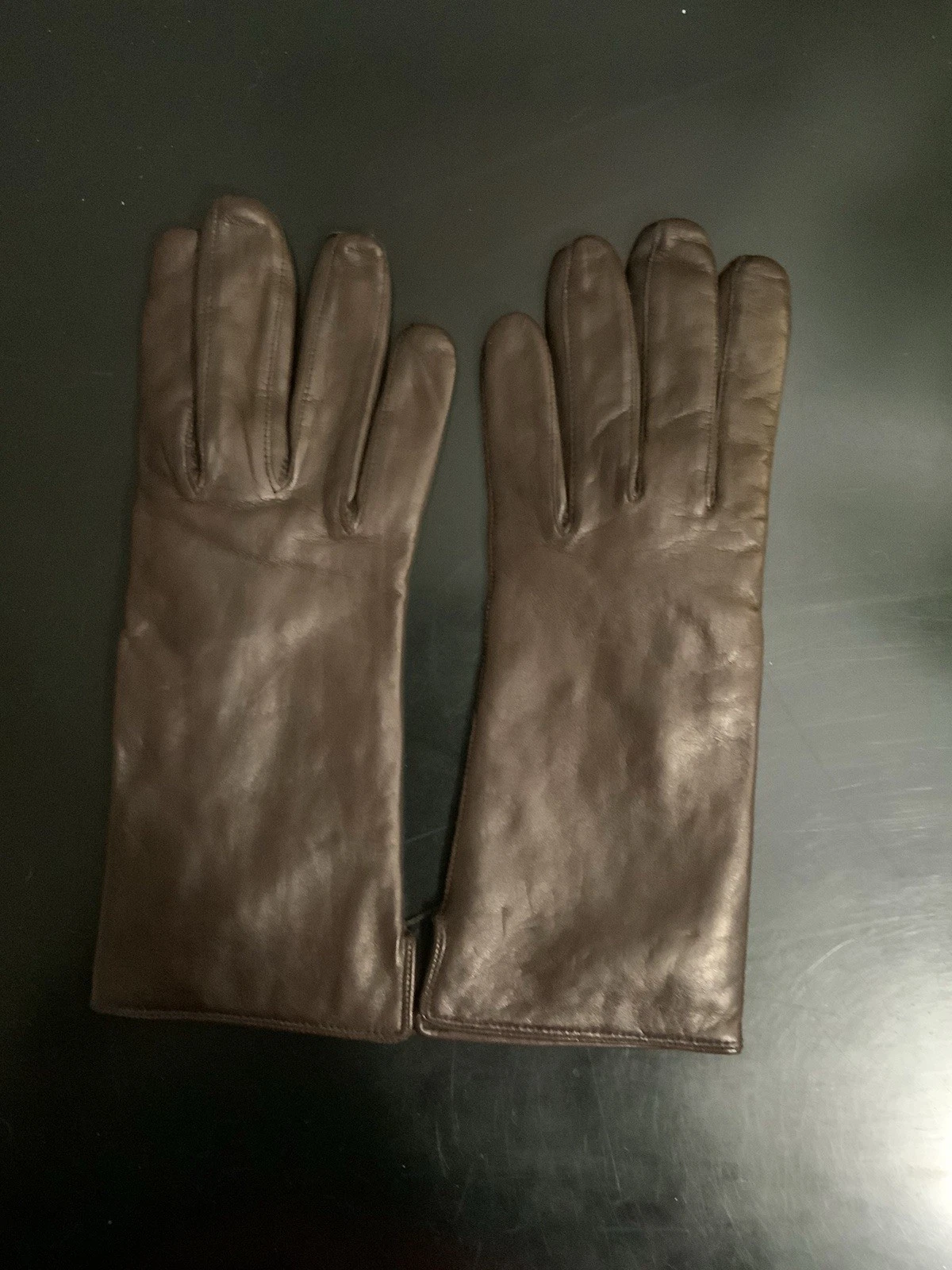 Coach Leather Gloves 100% Cashmere Lining Brown Size 8 New