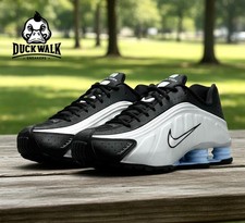 Nike Shox R4 Shoes Black Psychic Blue Silver HQ1988-004 Men's Sizes NEW