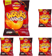 Walkers Wotsits Giants Flamin Hot, Red, 130 G (Pack of 5), Packaging May Vary