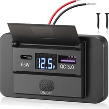 12V USB C Steckdose Ladebuchse Auto Ladeger&auml;t mit Digital Voltmeter