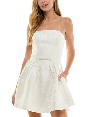 Seni & Cade Women's Jacquard Strapless Belted Dress - Ivory - S