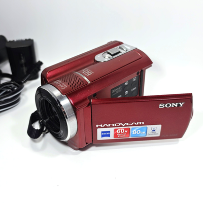 Sony Handycam DCR-SR68 Red 80GB HDD Camcorder w/Charger & Battery