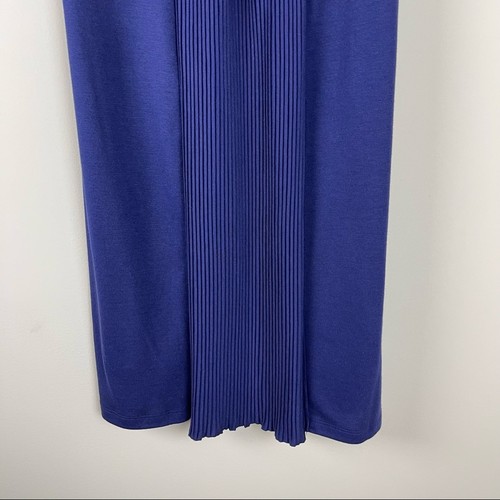 Design History blue ruffle pleated ribbed stretchy midi dress - Picture 4 of 6