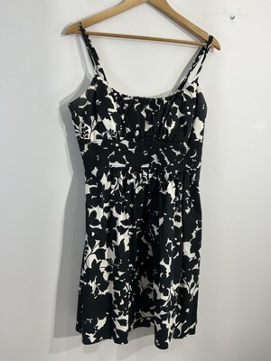 Girls B. Smart Size 14 Black White Floral Spaghetti Straps Back Zip Sun Dress 